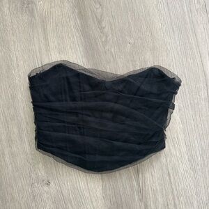 Black Strapless Mesh Corset Top